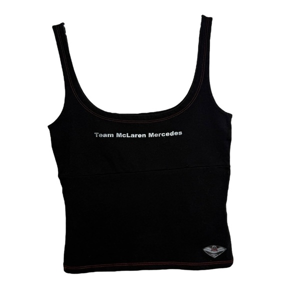 Vintage Rare Team McLaren Mercedes F1 Tank Top Size Small Black Y2K Racing - Picture 1 of 6